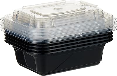 Récipient alimentaire rectangulaire noir réutilisable de 12 onces amusant pour micro-ondes congélateur four