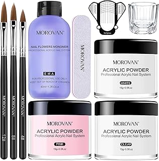 Kit d'ongles en acrylique morophane, poudre acrylique et monomère liquide professionnel avec brosse