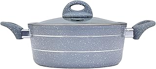 Royalford smart casserole avec couvercle en verre marbré durable corps en aluminium