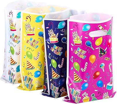 Sacs en plastique pour cadeaux de fête de couleurs assorties 48 ​​​​pièces