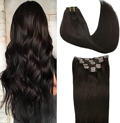 Extensions de cheveux naturels lisses jojo avec clips, couleur marron foncé, poids 120