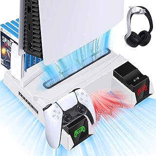Support vertical laptec playstation 5 avec ventilateur de refroidissement et double base