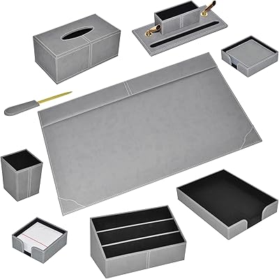 Ensemble de bureau de direction fis 9 pièces, en polyuréthane italien, couleur gris
