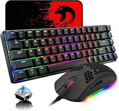 Clavier de jeu mécanique à commutateur bleu 60% 68 touches type