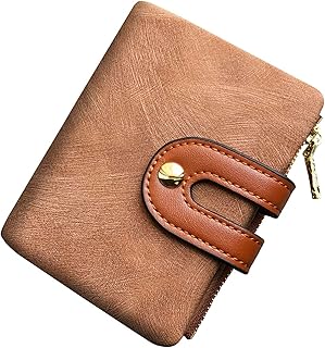 Petit portefeuille à deux volets en cuir pour femme avec blocage