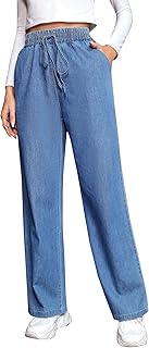 Jean en denim élastique taille haute classique pour femme avec poches grande taille