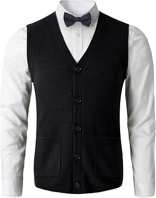 Pull pour homme gilet col en v sans manches tricoté bouton cardigan dxl