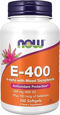 Now suppléments, vitamine e 400 ui, mélange de tocophérols, protection antioxydante*, 100 gélules