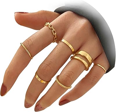 Ensemble de bagues en or pour femmes et filles, chaîne serpent empilable, anneaux