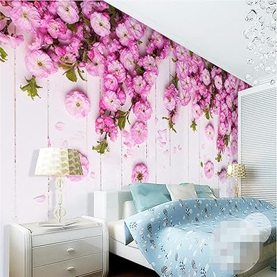 Papier peint 3d design coréen romantique fond sakura rose chaud, papier peint mural