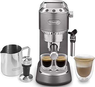 Cafetière manuelle delonghi dedica metalix cafetière barista avec mousseur à lait et ensemble