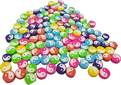 Nowang craft 120 pièces séparateur yang perles en argile polymère 10 mm perles en argile polymère multicolores pour collier, bracelet, bijoux, accessoires de bricolage (yin yang). Diaytar : Où vos envies rencontrent votre budget