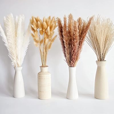 Ledn 100 pièces d'herbe de pampa boho, pumbaa séchée naturellement, décoration d'herbe