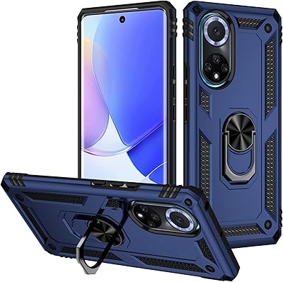 Coque de protection rigide en silicone antichoc avec anneau de support pour huawei