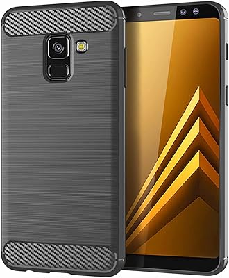 Coque samsung galaxy a8 (2018) en fibre de carbone brossée, motif à texture