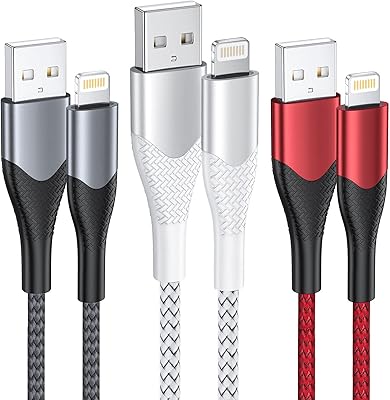 Pack de 3 pièces câble chargeur iphone 1m lightning usb tressé ionus