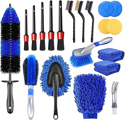 Ensemble de 20 brosses de nettoyage de voiture ensemble pour pneus kit détails