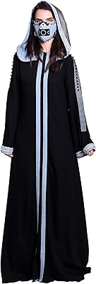 Abaya à capuche en tissu saoudien noir nylon bleu pierres de cristal