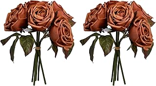Yatai 10 têtes de roses artificielles au toucher réel, bouquet de fleurs