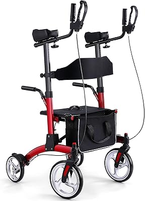 Déambulateur vertical helconix pour personnes âgées avec siège et roues de 10"