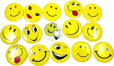 Épingles à visage souriant/emoji/épingles à badge ensemble de 15 pièces (humeur différente), acier