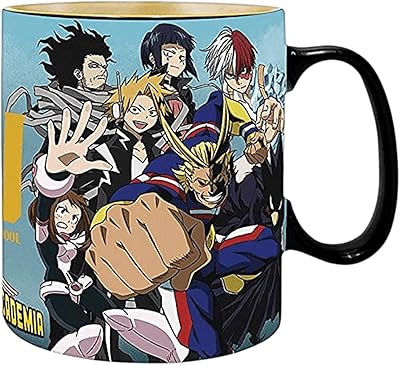 Tasse à effet thermique my hero academia, grande édition, 460 ml, noir, céramique