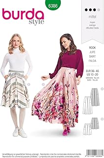 Burda b6386 patron de couture - jupes amples pour femme, a(10-12-14-16-18-20)