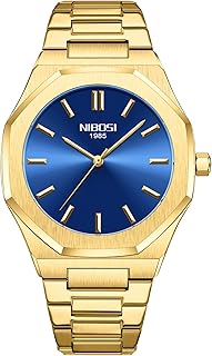 Montre analogique nibosi à cadran octogonal simple pour hommes, montre habillée étanche