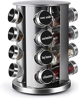 Étagère à épices rotative double 2c avec 16 pots, organisateur d'épices tournant, organisateur