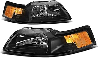 Dna motoring hl-oh-fm99-bk-am ampoules de phare de rechange, ambre noir, compatibles avec mustang