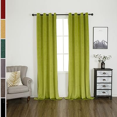 Rideaux shopian de luxe en velours vert frais ensemble de 2 longs