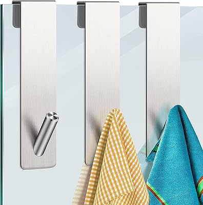 3 crochets de porte de douche porte-serviettes de bain crochet en acier inoxydable