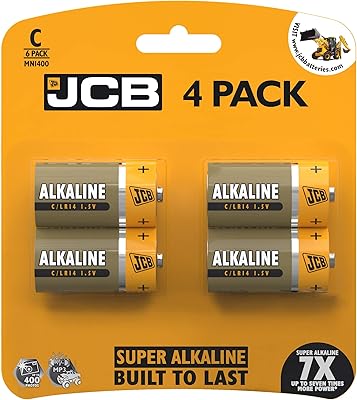 Piles alcalines jcb super c 15v lr14 mn1400 pack de 4