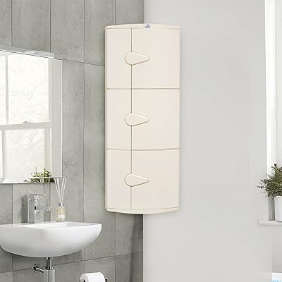 Armoire d'angle de rangement en plastique nilkamal avec 3 portes (ivoire)
