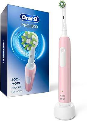 Brosse à dents électrique oral-b pro 1000 cross action rose alimentée par braun