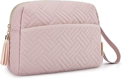 Trousses de maquillage spacieuses et élégantes, en/rose, trousse de maquillage de voyage doublée