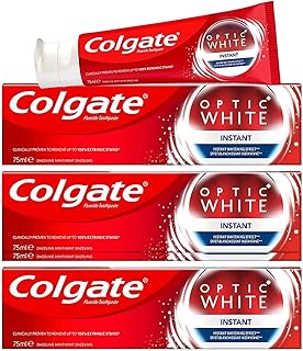 Dentifrice blanchissant instantané colgate optic white, 75 ml x 3 (paquet de 3)