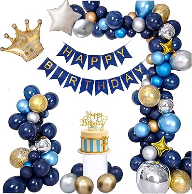 Ballons bleu or décorations d'anniversaire pour hommes ballons en aluminium latex
