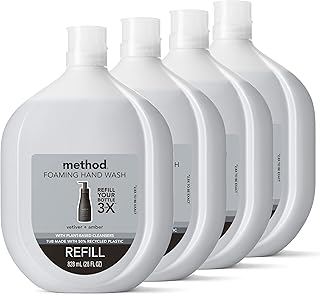 Recharge de nettoyant moussant pour les mains method premium, vétiver + ambre, bouteilles