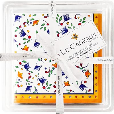 Serviettes à cocktail en papier gaufré le cado (paquet de 30) dans un coffret