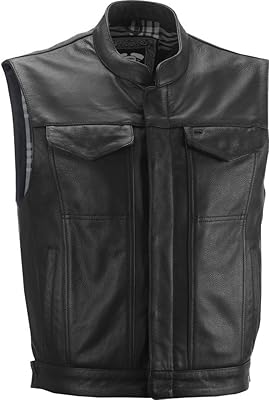 Veste de moto en cuir highway 21 magnum pour hommes avec poche
