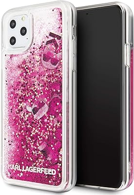 Coque transparente karl lagerfeld à paillettes liquides avec breloque flottante pour iphone 11