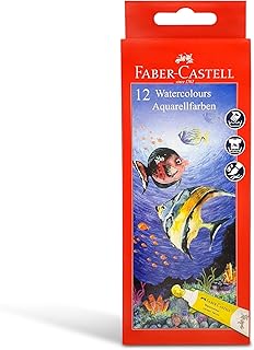 Tube d'aquarelle étudiant faber-castell, lot de 12 couleurs assorties, 5 ml x 12