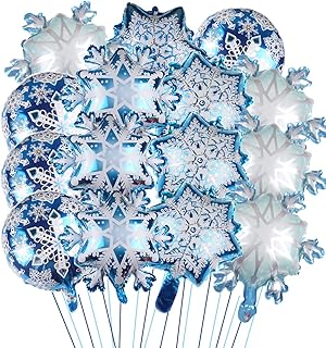 15 ballons flocon de neige en aluminium pour décorations de fête d'hiver