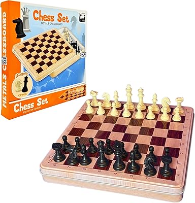 Pièces d'échecs de luxe personnalisées et boîte en métal avec échecs magnétiques