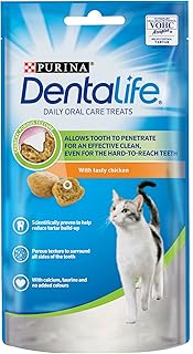 Purina dental life avec de délicieuses croquettes au poulet pour chats, 40 g