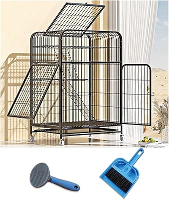 Cage pour chien en métal pliable à 2 portes, plateau en plastique anti-fuite