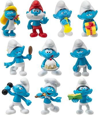Ensemble de 10 figurines classiques du 40e anniversaire des schtroumpfs - comprenant