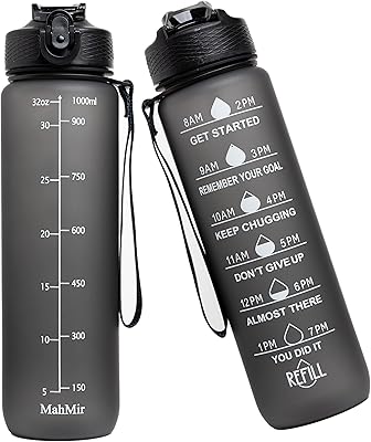 Bouteille d'eau mahmair 1 l avec paille, marqueurs de temps et passoire tritan