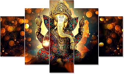 Sumik craft lot de 5 décorations murales encadrées religieuses ganesh ji pour la décoration